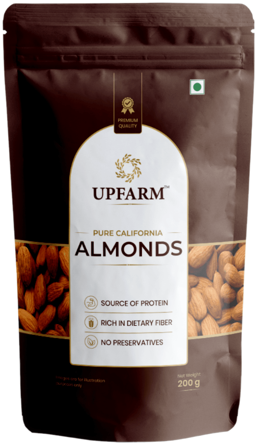 UPFARM Premium Almonds packaging
