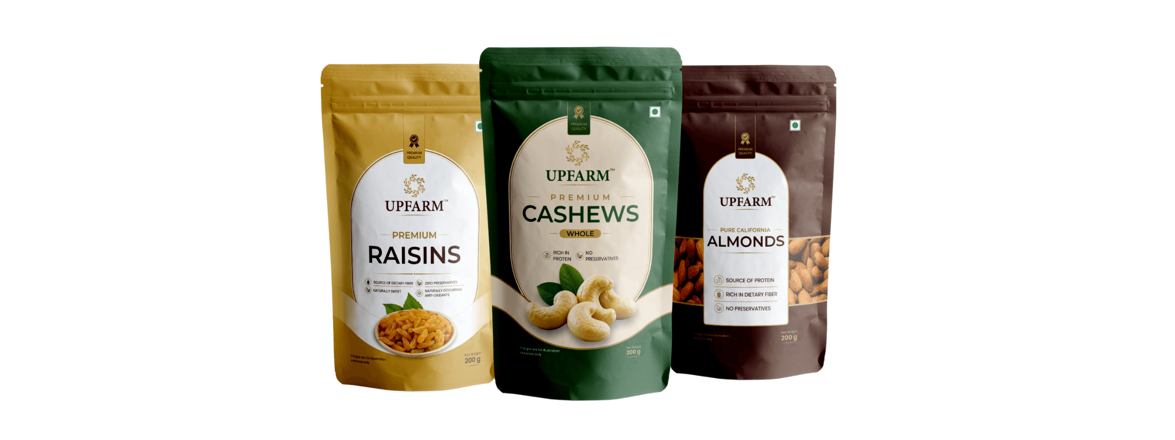 UPFARM premium raisins, cashews and almonds